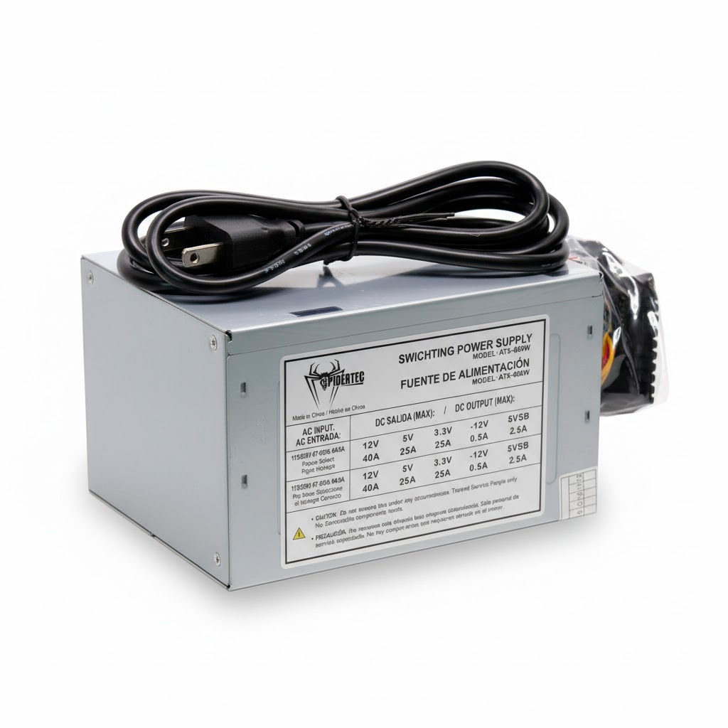 FUENTE PODER SPIDERTEC 600W SATA ATX 2 IDE 2 SATA 20+4 PIN